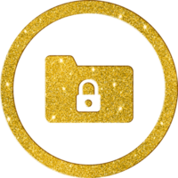 Elegant Gold Glitter Secure Folder Icon png