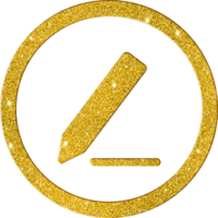 Golden Glitter Pencil Edit Icon png