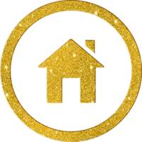 Elegant Gold Glitter House Perspective Icon for Architecture png