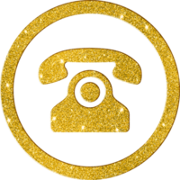 Retro Gold Glitter Telephone Communication Icon png