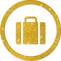 Elegant Gold Glitter Travel Luggage Icon png