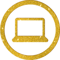 Luxury Gold Glitter Laptop Technology Icon png