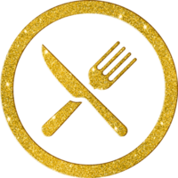 Luxury Gold Glitter Cutlery Icon png