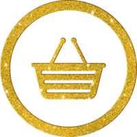 funkelnd Gold funkeln Einkaufen Korb Symbol png