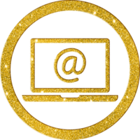 Shimmering Gold Glitter Laptop Email Icon png