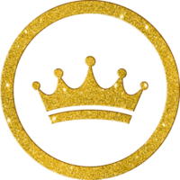 Gold Glitter Crown Icon for Royalty and Excellence png