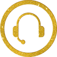 Golden Glitter Headphone Support Icon png