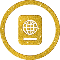 glimmande guld glitter värld pass ikon png