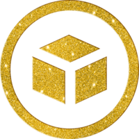 Gold Glitter Package Box Icon for Shipping and Delivery png