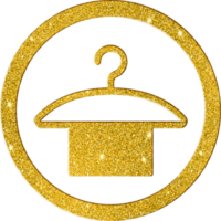 Gold Glitter Clothes Hanger Icon for Fashion and Retail png