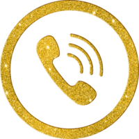 Elegant Gold Glitter Phone Call Icon png