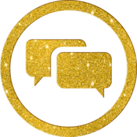 Luxury Gold Glitter Chat Bubbles Icon png