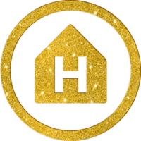 Deluxe Gold Glitter Hospital Icon for Healthcare Services png