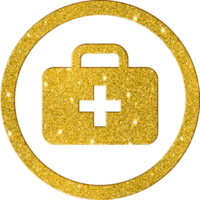 Elegant Gold Glitter First Aid Kit Icon for Health and Safety png