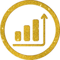 Shimmering Gold Glitter Growth Chart Icon png