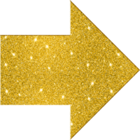 Arrow Right Shape Gold Glitter 3D Premium Elegant Sparkling Decorative Lustrous Chic Basic Shapes png