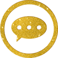 Gold Glitter Speech Bubble Icon for Communication png