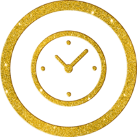 reluciente oro Brillantina elegante reloj cara icono png