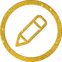Deluxe Gold Glitter Edit Pencil Design Icon png