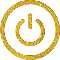 Sparkling Gold Glitter Power Button Icon png