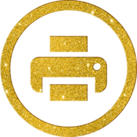 Gleaming Gold Printer Icon - Document Printing Symbol png