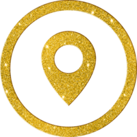 Deluxe Gold Glitter Location Pin Navigation Icon png