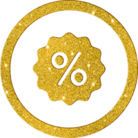 Sparkling Gold Glitter Discount Tag Sale Icon png