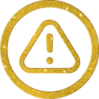 reluciente oro advertencia firmar icono - precaución alerta símbolo png