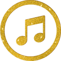 Shimmering Gold Glitter Music Note Icon for Melody and Sound png