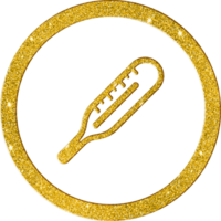 Elegant Gold Thermometer Icon - Shiny Temperature Measurement Symbol png