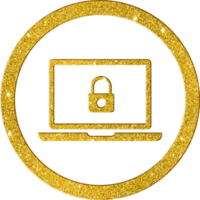 elegante oro Brillantina seguridad bloquear icono png