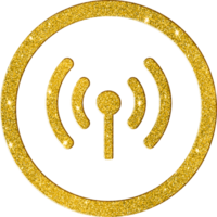 gnistrande guld signal styrka ikon - stark nätverk rapportering symbol png