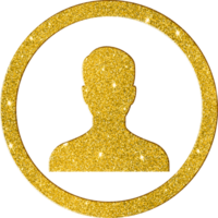 gnistrande guld användare profil ikon - elegant person symbol png
