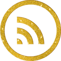 Glittering Gold RSS Feed Icon - Digital Subscription Symbol png