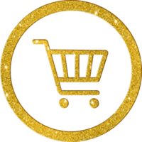 Shimmering Gold Shopping Cart Icon png