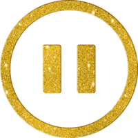 Shimmering Gold Glitter Pause Button Media Icon png