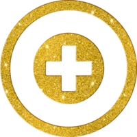 funkelnd Gold funkeln Plus Zeichen Symbol zum Zusatz und Mehr Optionen png