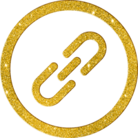 Shining Gold Glitter Link Chain Connectivity Icon png