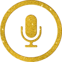 lyxig guld mikrofon ikon - audio kommunikation symbol png