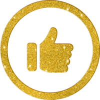 Golden Glitter Thumbs Up Approval Icon png