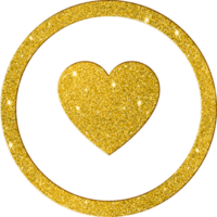 Sparkling Gold Heart Icon - Love and Affection Symbol png