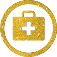 Golden Glitter First Aid Kit Icon for Healthcare png