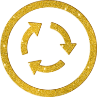 Gold Glitter Sync Refresh Arrow Circle Icon png