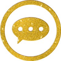 Luxury Gold Glitter Speech Bubble Icon for Communication png