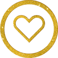 lyx guld glitter gnistrande hjärta ikon png