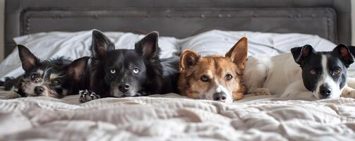 ai generado mascotas esperando pacientemente por el cama leal compañeros foto