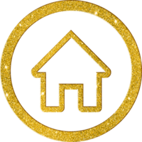 Shimmering Gold Glitter Housing Growth Icon for Market Trends png