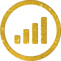 Gold Glitter Bar Chart Icon png