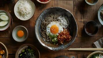 AI generated Naengmyeon cold buckwheat noodles photo