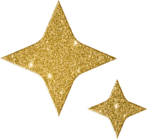 Radiant Star Shapes in Gold Glitter png